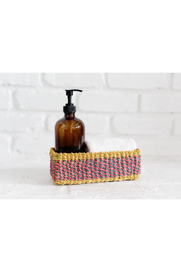Abaca Storage Tray | Yellow + Pink | Blue