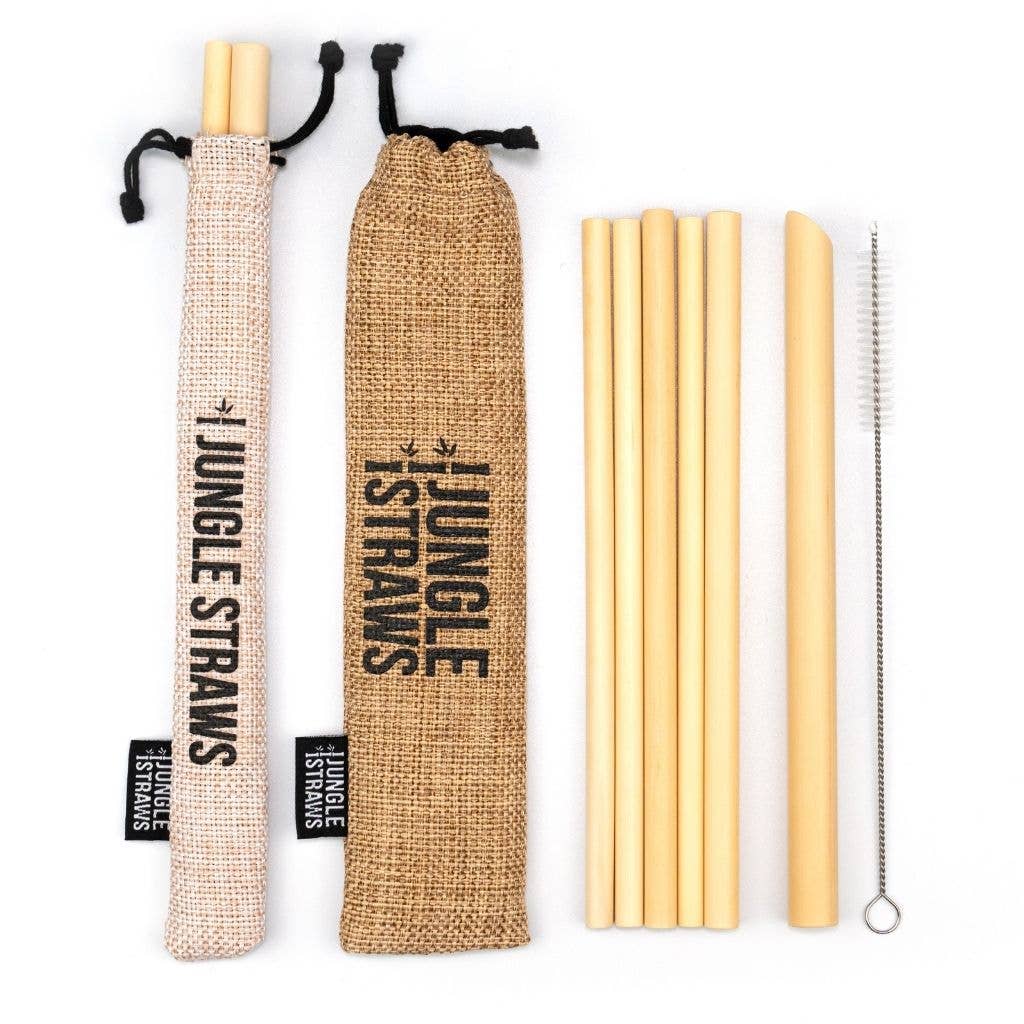 Jungle Culture - Bamboo Straws - Reusable Drinking Straw Set - Plastic-Free: Vanilla (Cream)