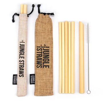 Jungle Culture - Bamboo Straws - Reusable Drinking Straw Set - Plastic-Free: Vanilla (Cream)