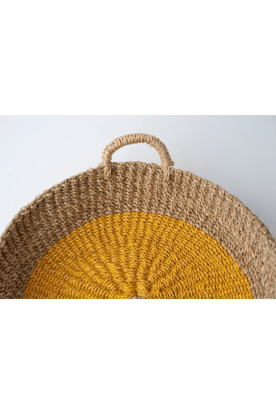 Seagrass Woven Round Tray and Basket I Yellow