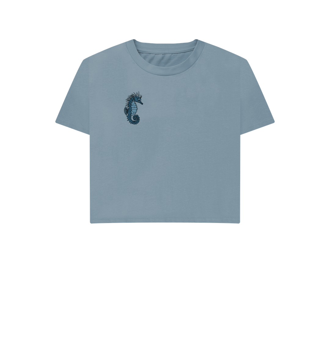 Seahorse White Crop Top | White T-shirt | White Tops for Women