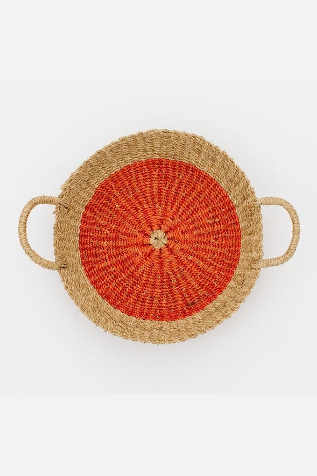 Woven  Round Tray I Pink