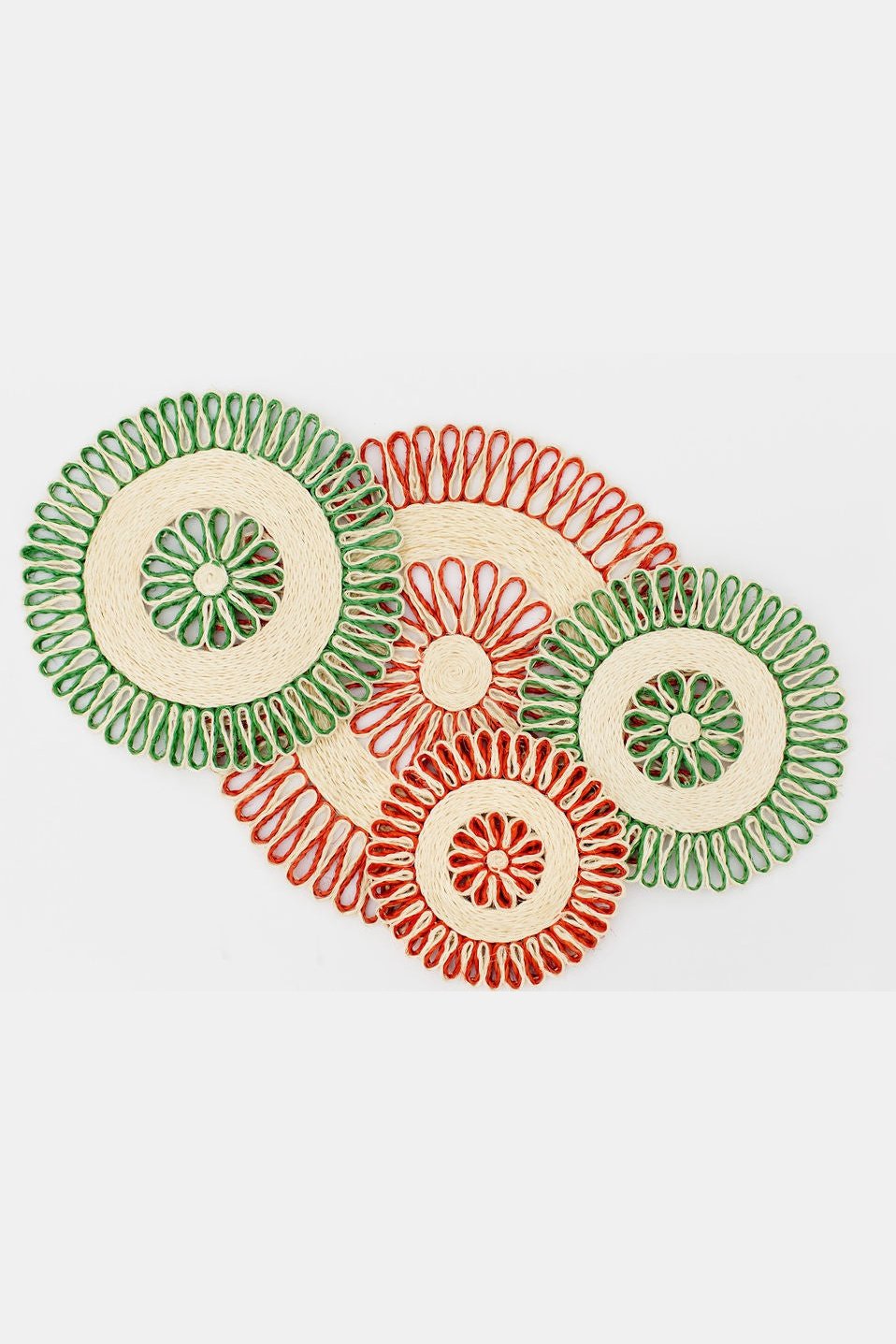 Handwoven Seagrass Placemat  | Trivet |  Red