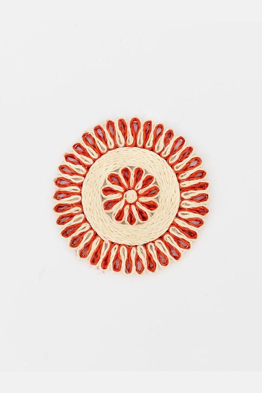 Handwoven Seagrass Placemat  | Trivet |  Red