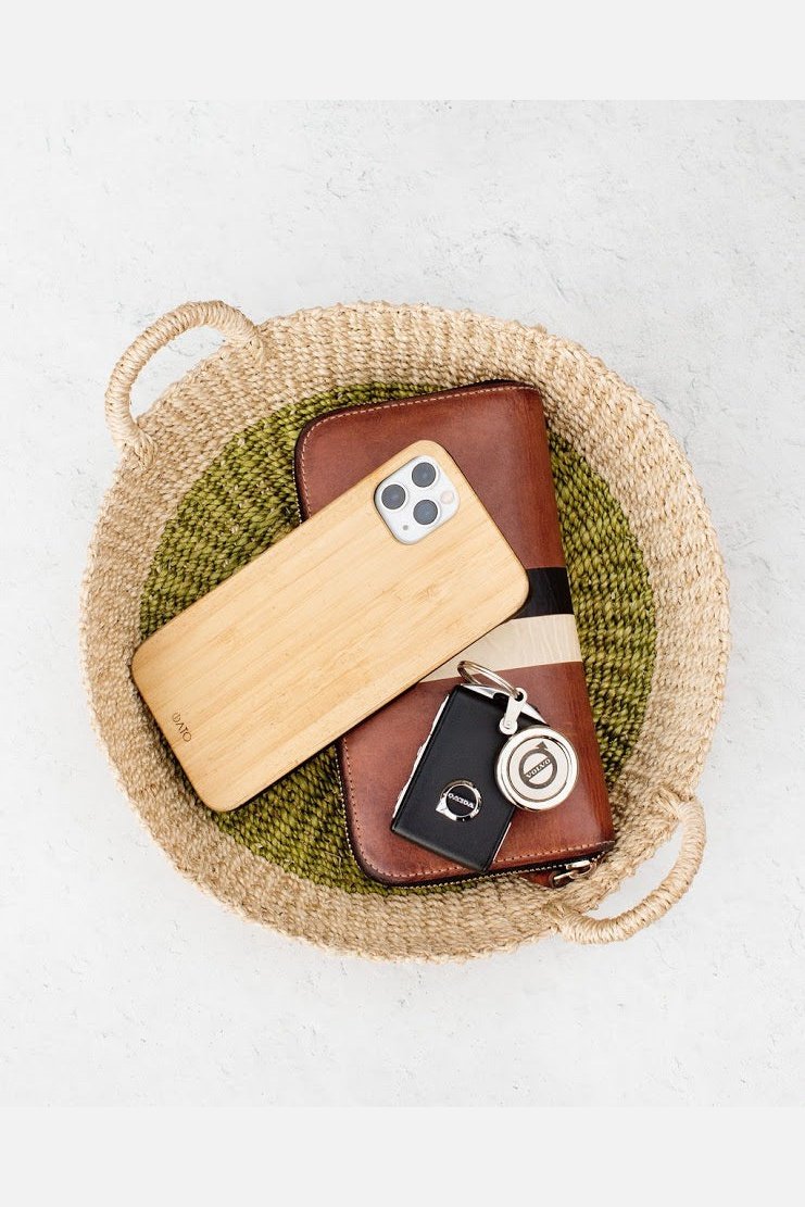 Seagrass Woven Round Green Tray I Olive