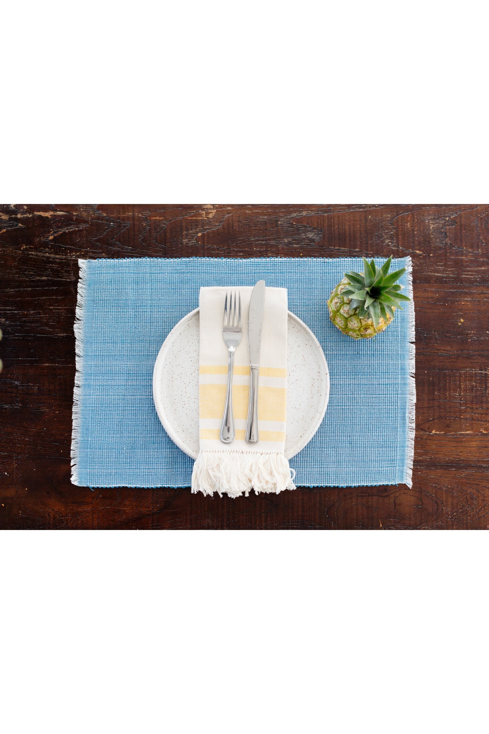 Woven Cotton Dining Placemat | Pastel Blue