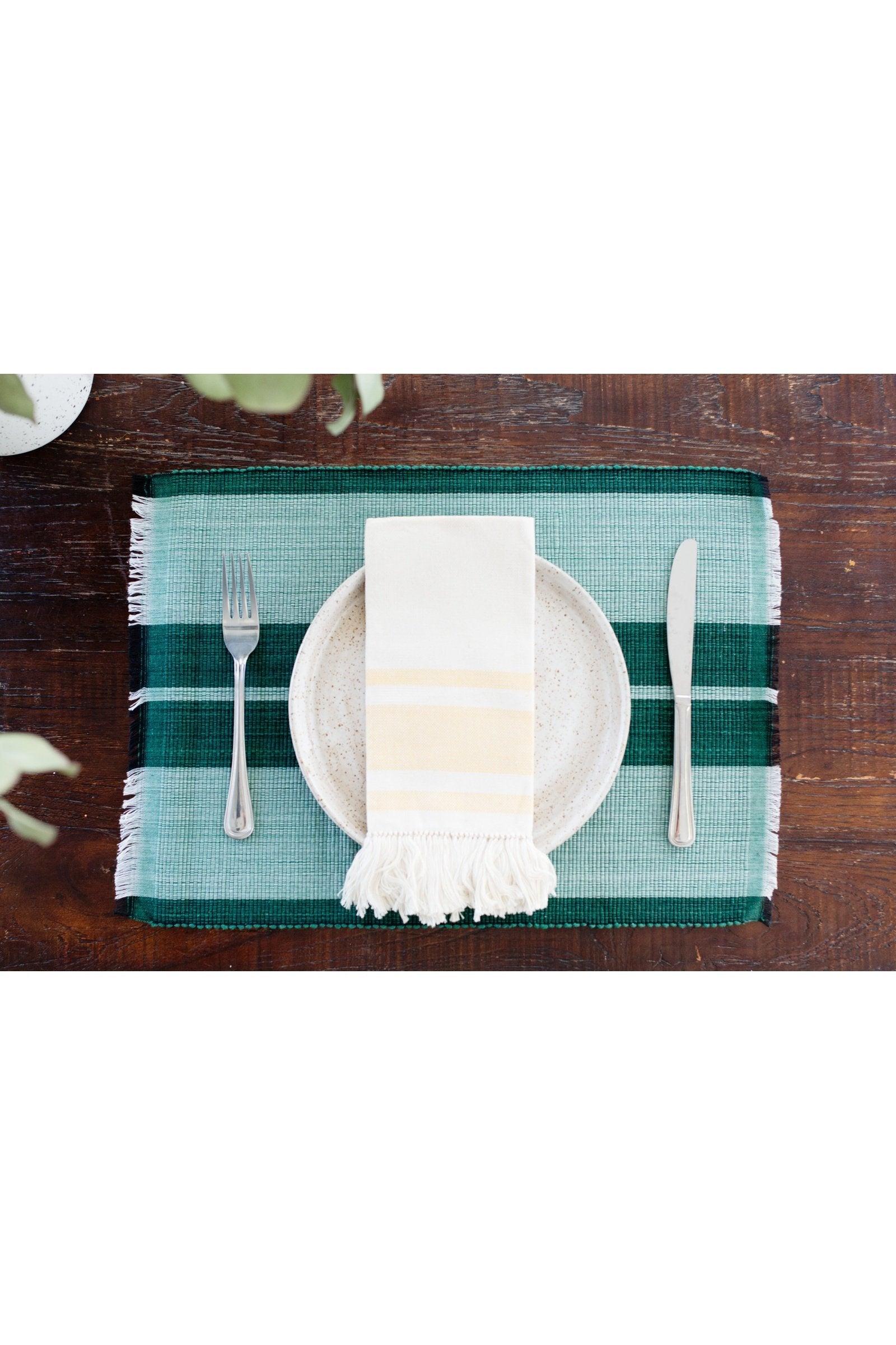 Woven Cotton Dining Placemat | Forrest Green
