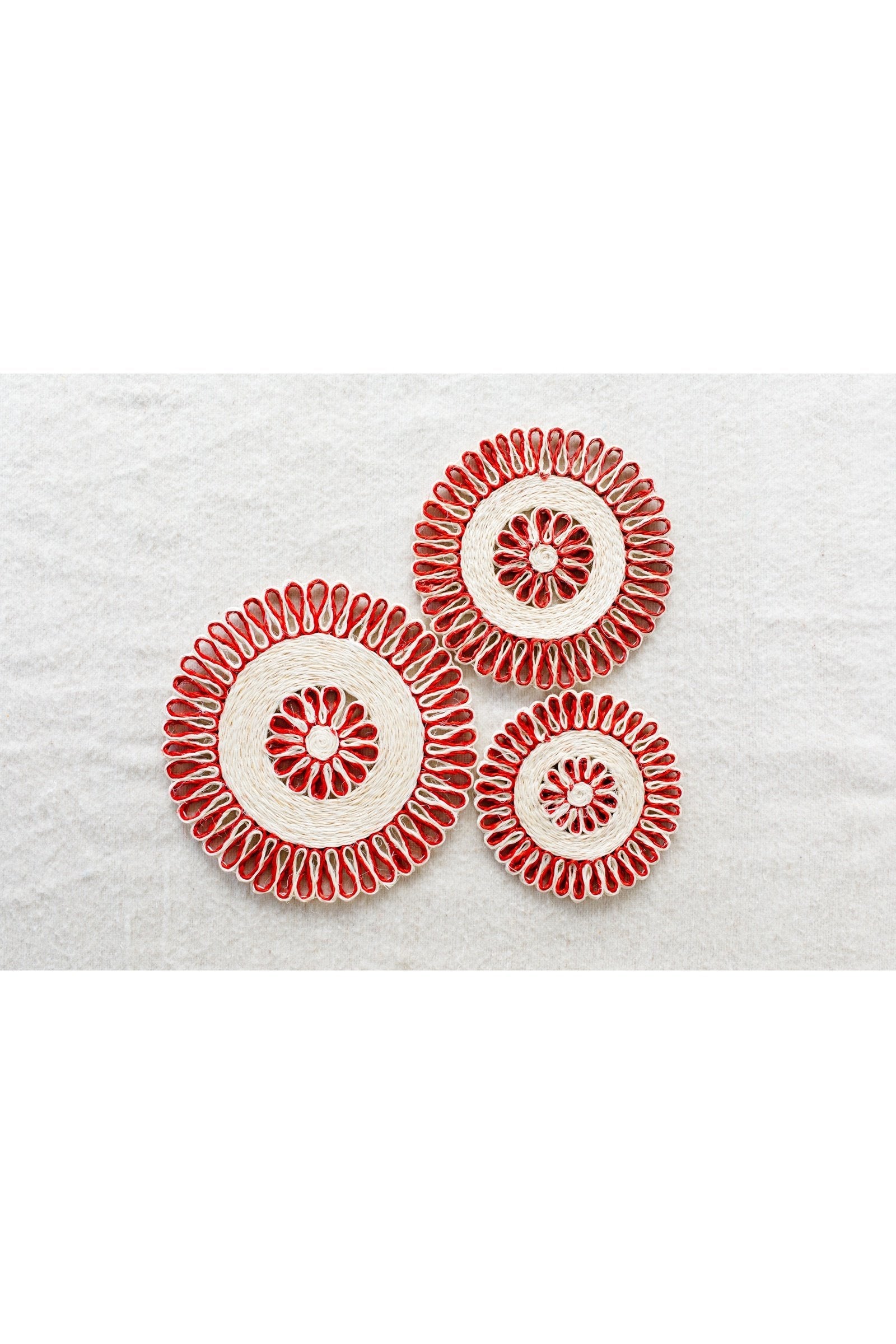 Handwoven Seagrass Placemat  | Trivet |  Red