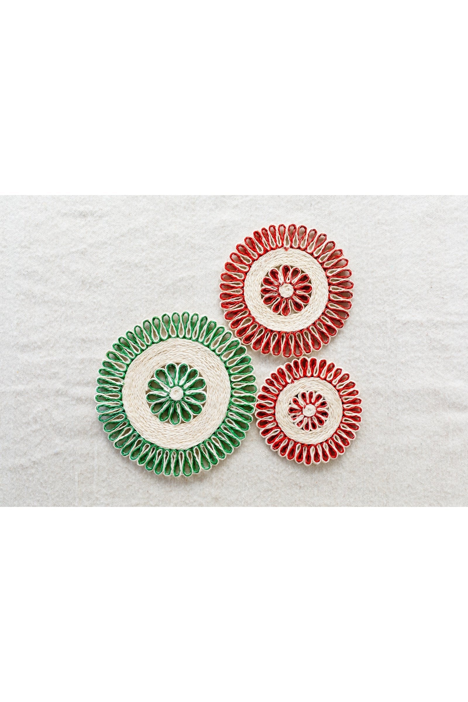 Handwoven Seagrass Placemat  | Trivet |  Red