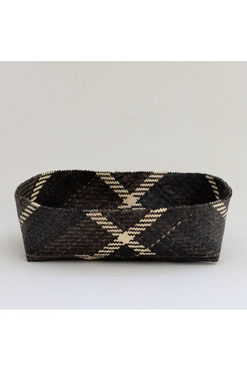 Rattan Woven Serving Tray | Stripe Noir