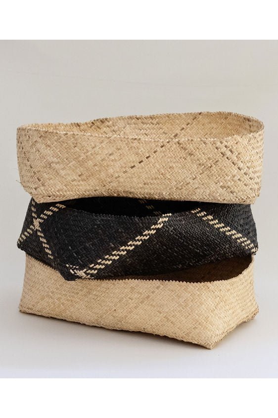 Rattan Woven Serving Tray | Stripe Noir