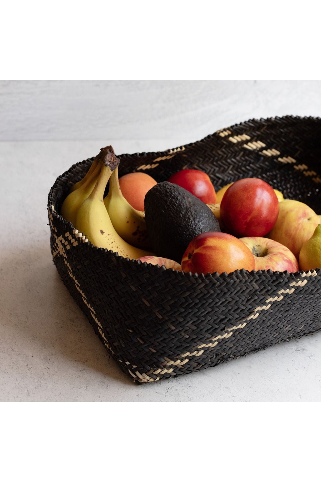 Rattan Woven Serving Tray | Stripe Noir