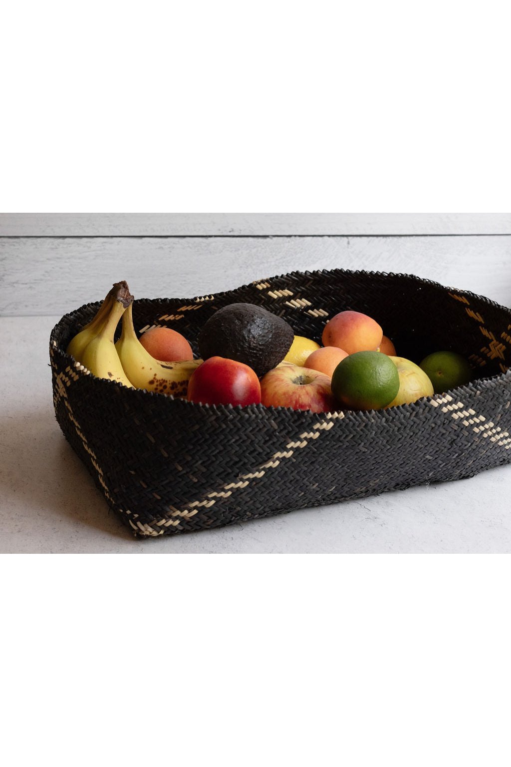 Rattan Woven Serving Tray | Stripe Noir