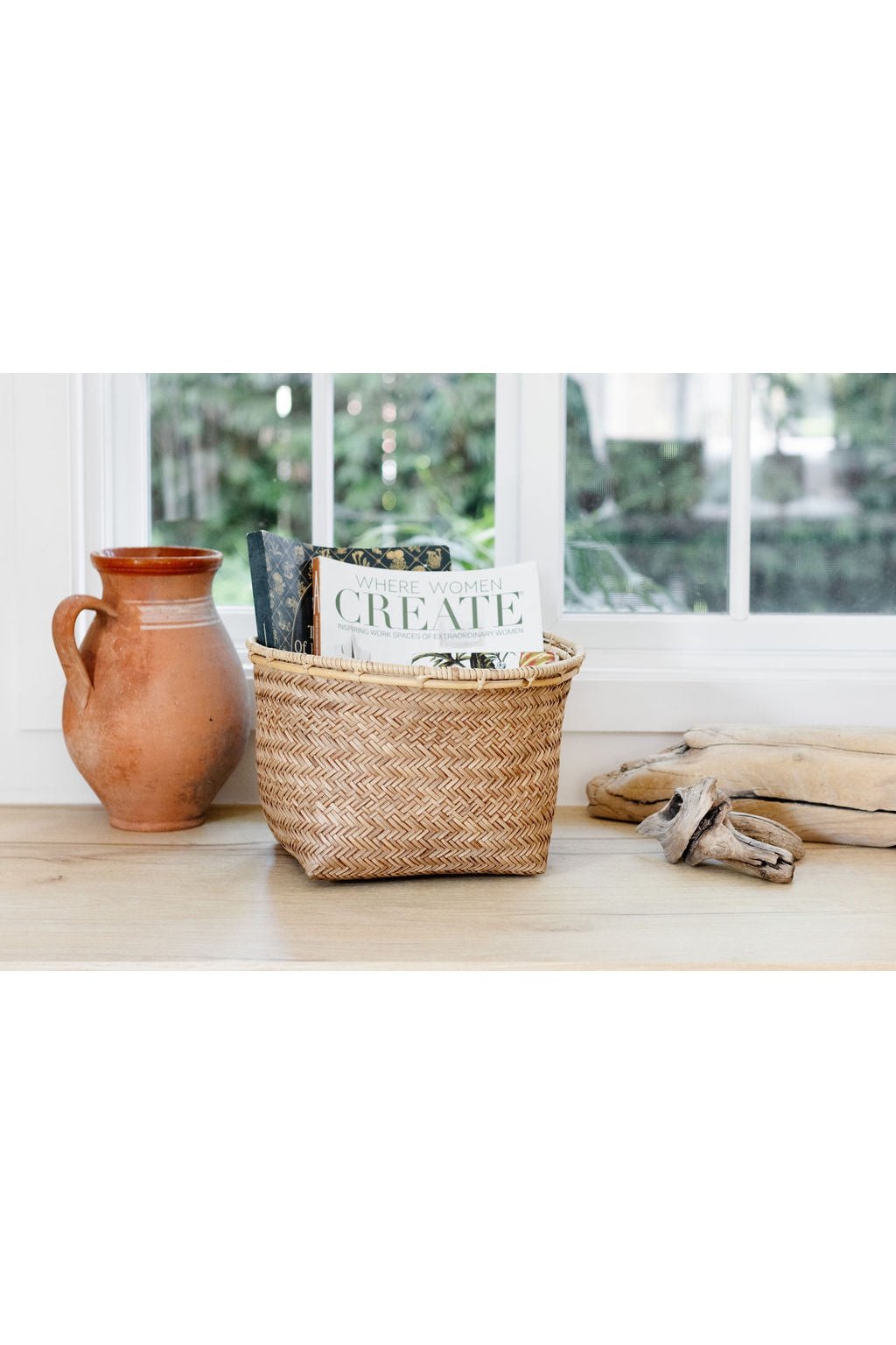 Storage Organizer with Rattan Rim