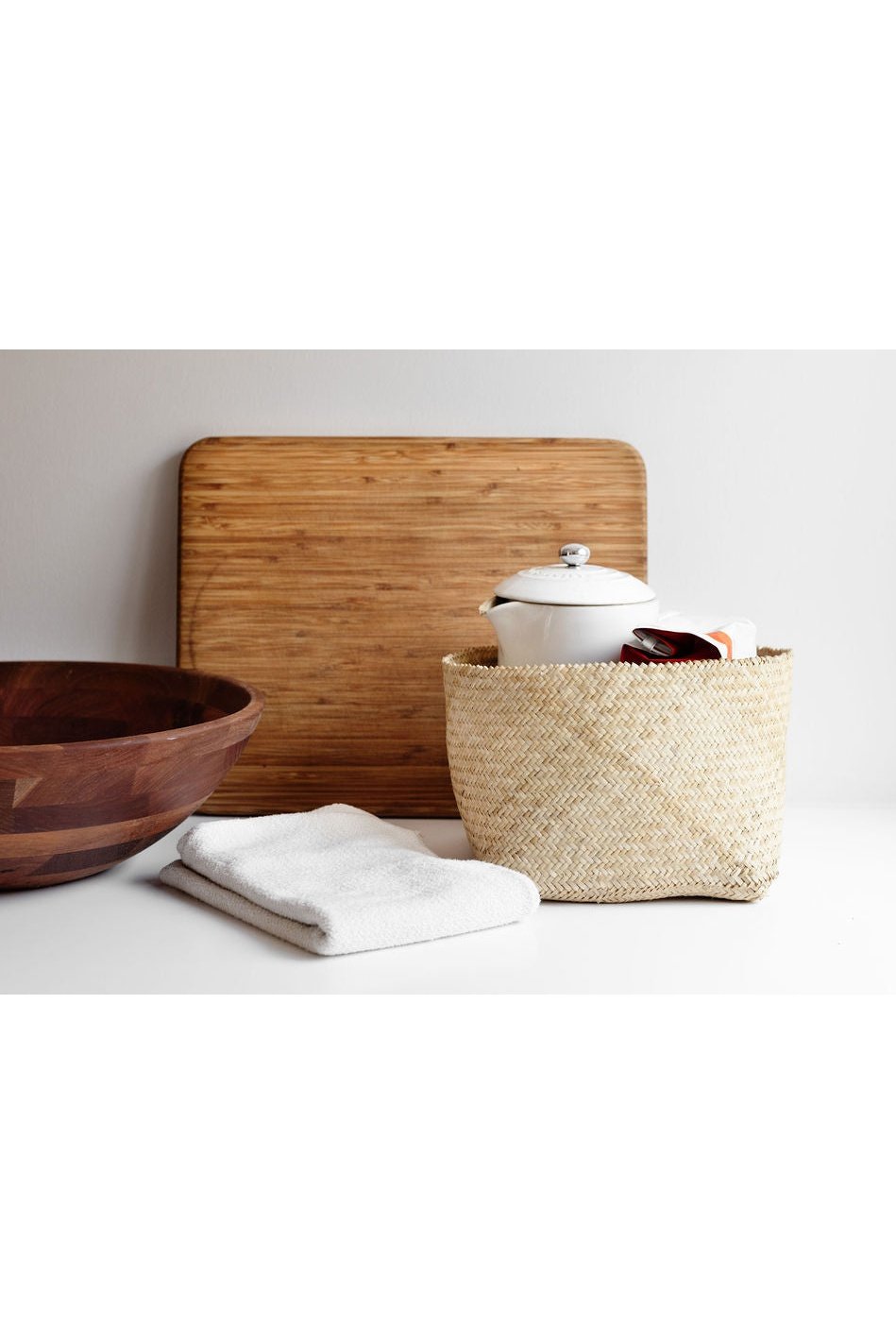 Storage Organizer with Rattan Rim | Stripe Noir