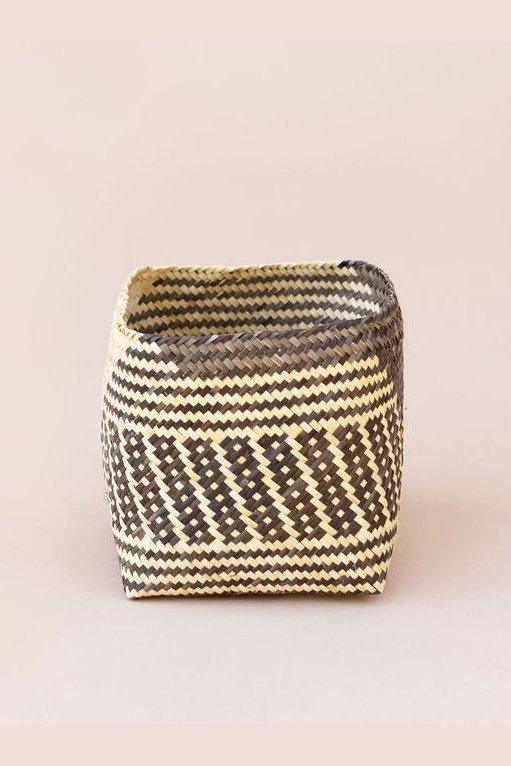 Natural Storage Basket | Stripe Noir