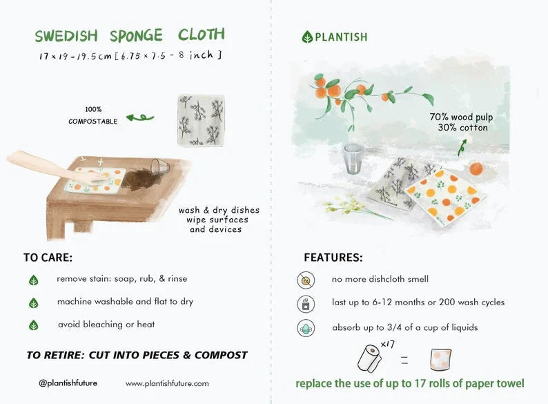 Natural Sponge Cloth | Anise Blossom - Swedish Compostable Sponge Cloths