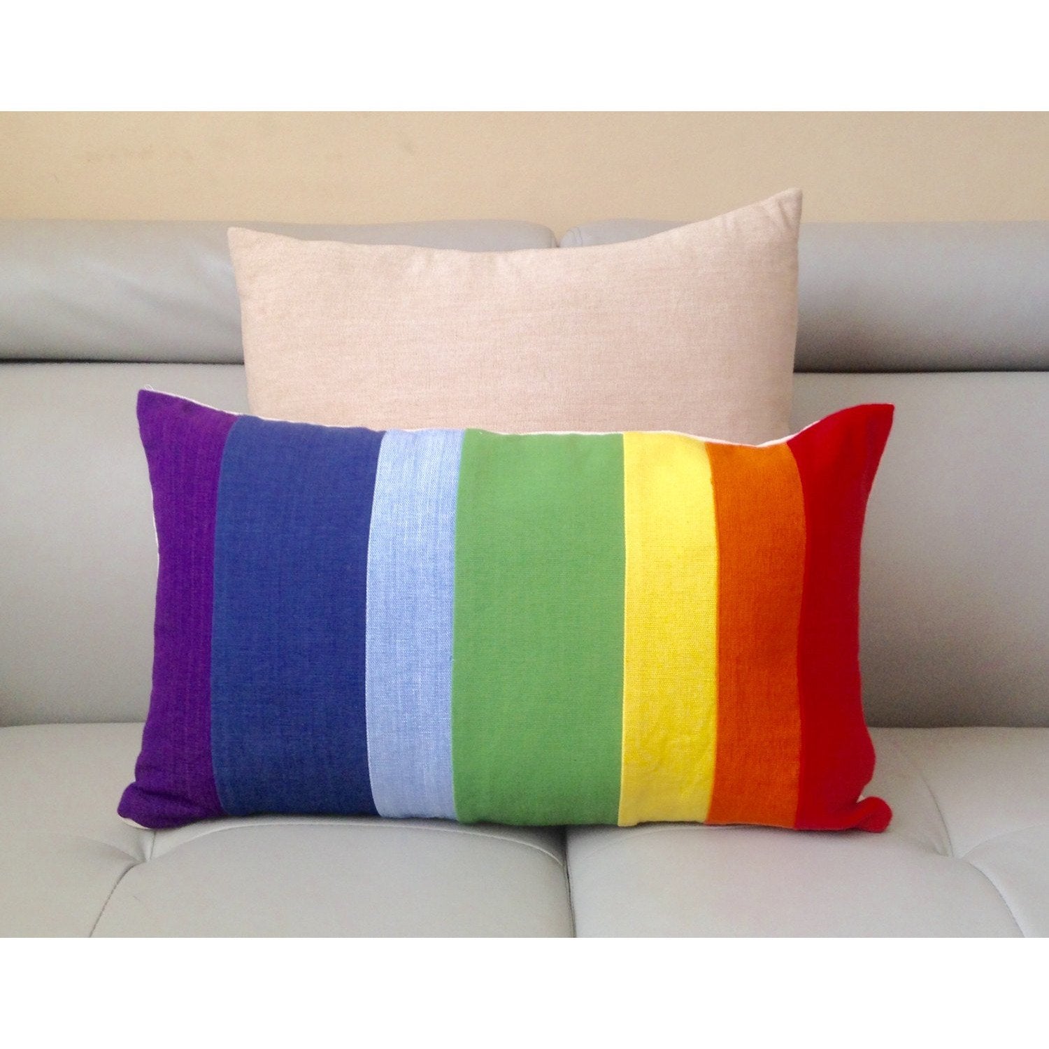 Rainbow Pillow Cover, Nursery Color Block Pillow Cover