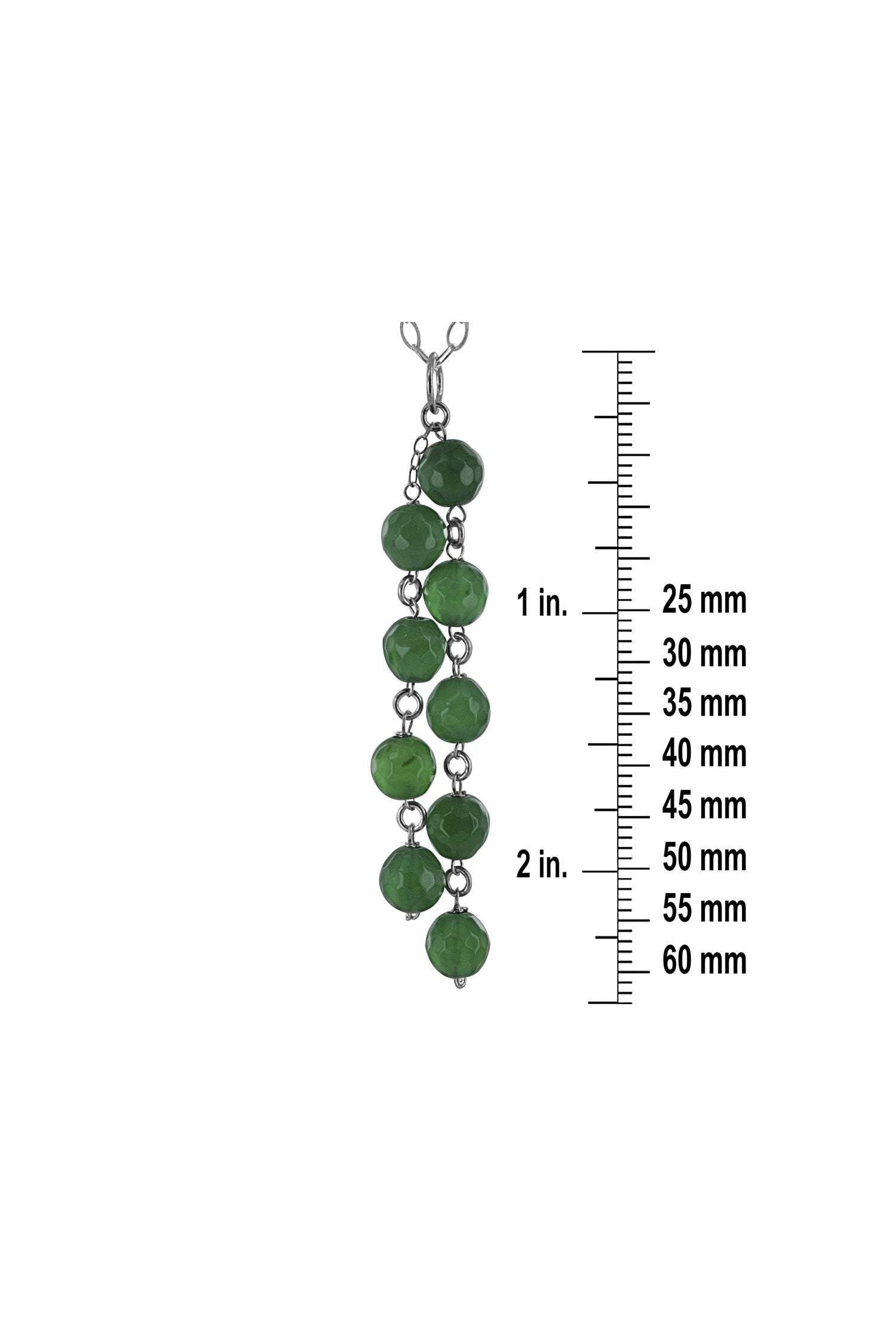 Green Agate Bead Silver Necklace