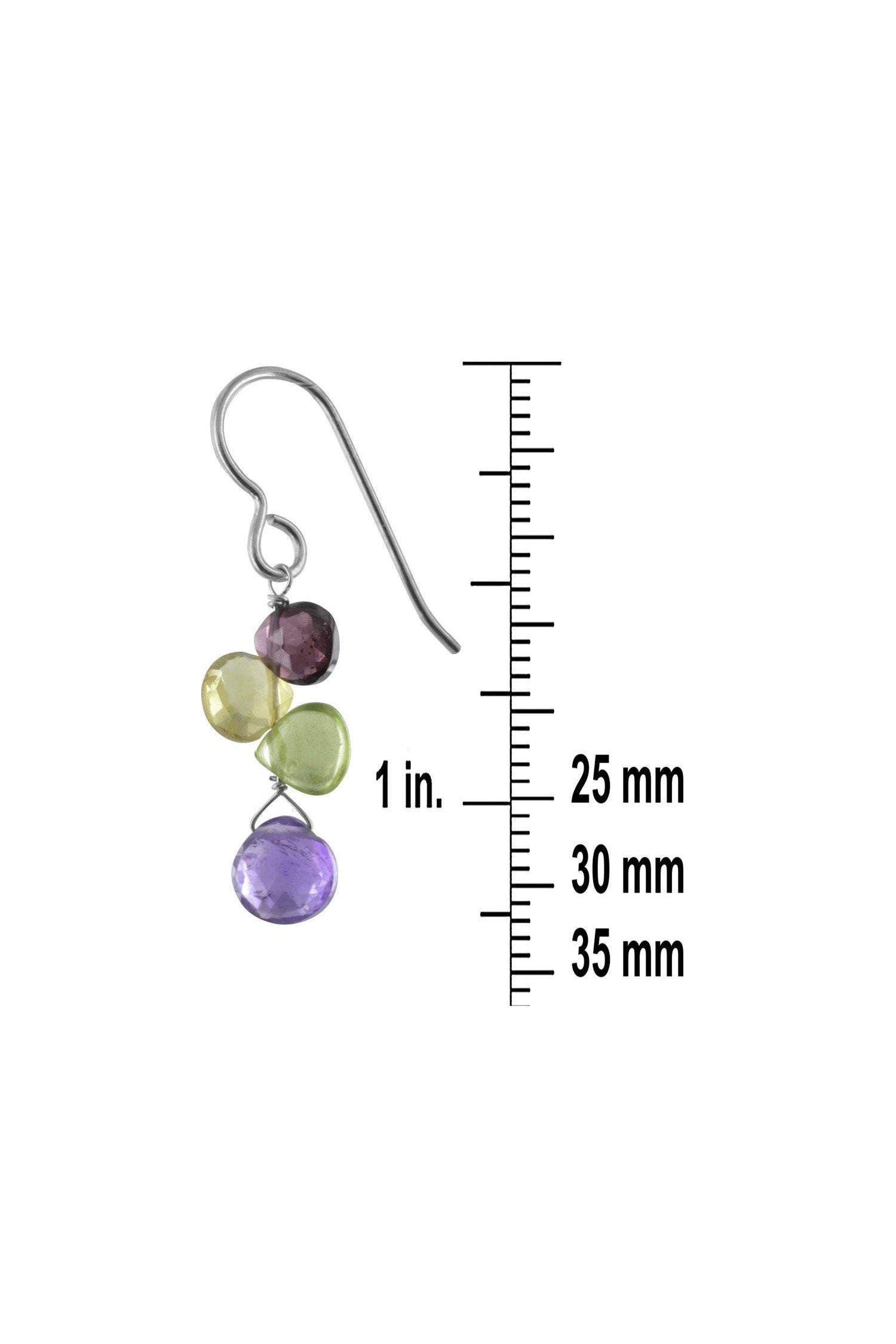 Rainbow Colors Amethyst, Garnet, Peridot, Citrine Earrings