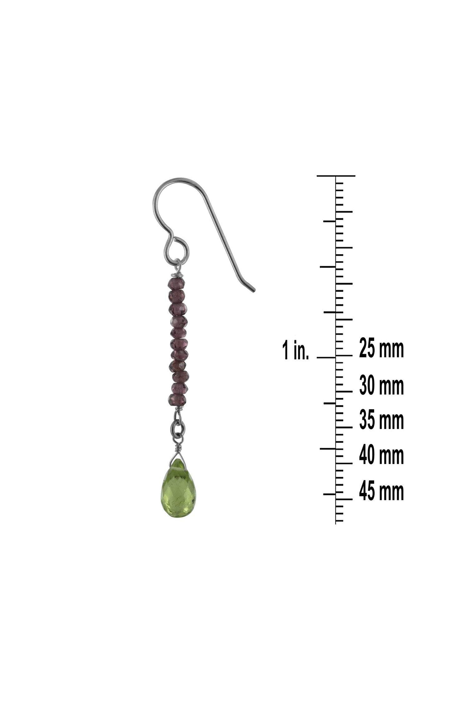 Peridot, Garnet, Green and Red Birthstone Earrings