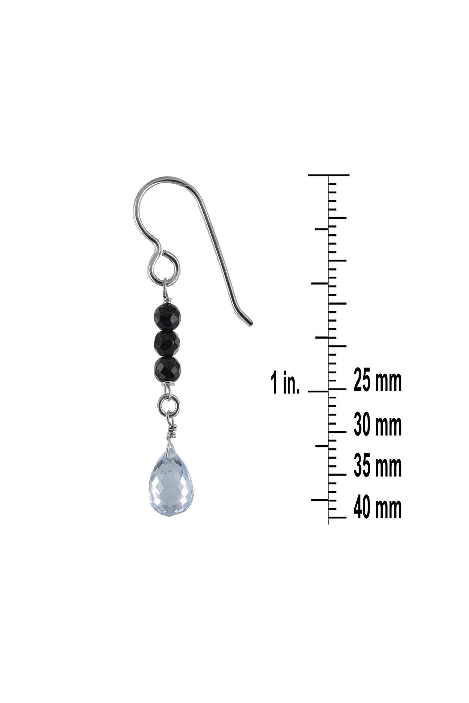 Blue Topaz, Black Onyx Dangle Earrings