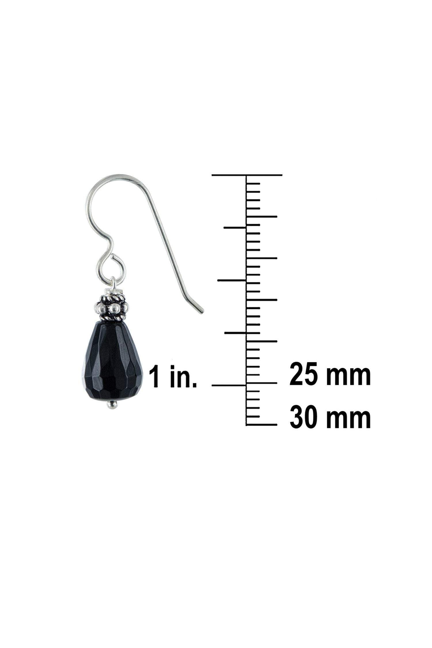 Dainty Black Onyx Gemstone Drop Earrings