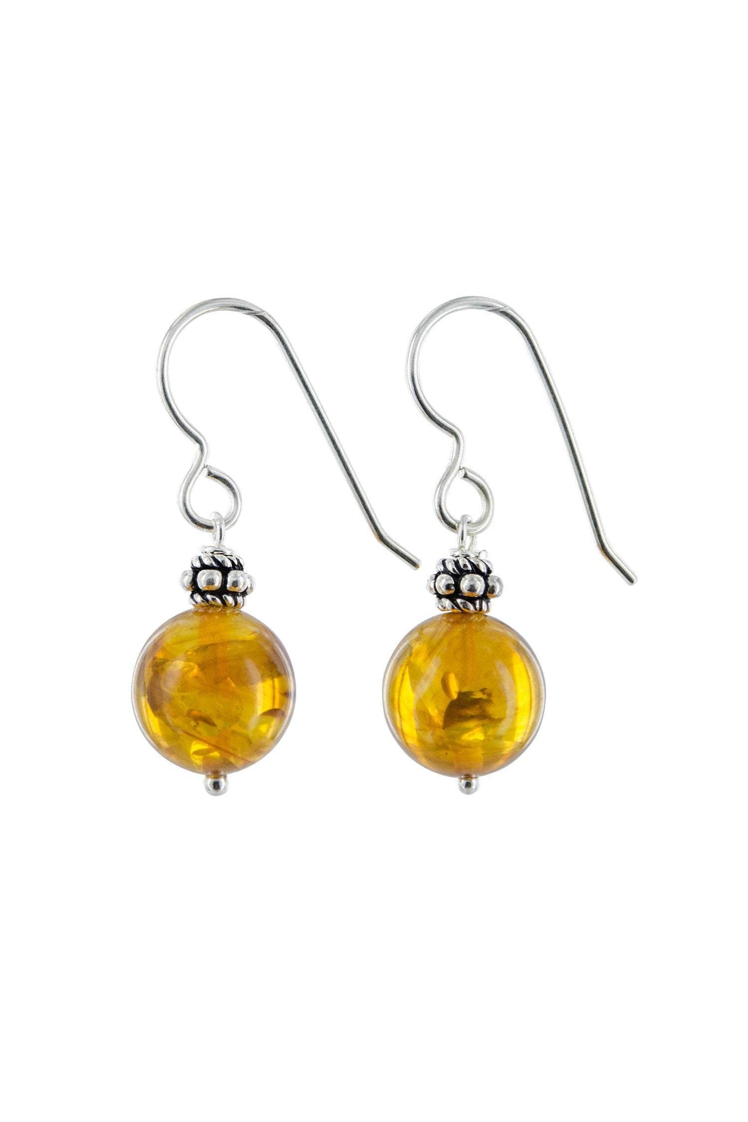 Amber Bead Dangle Earrings, Black Friday Deal