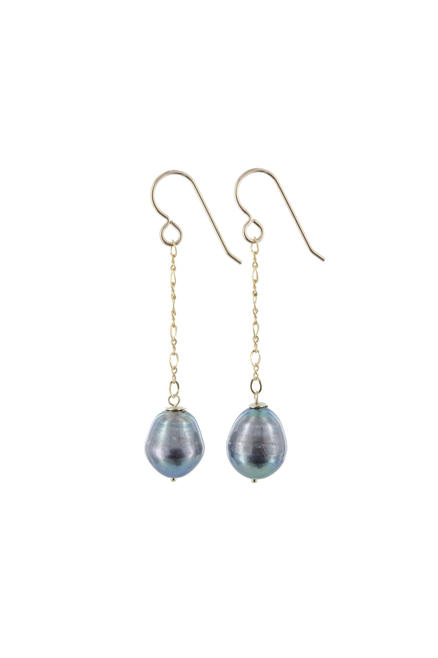 Long Black Pearl Gold Earrings
