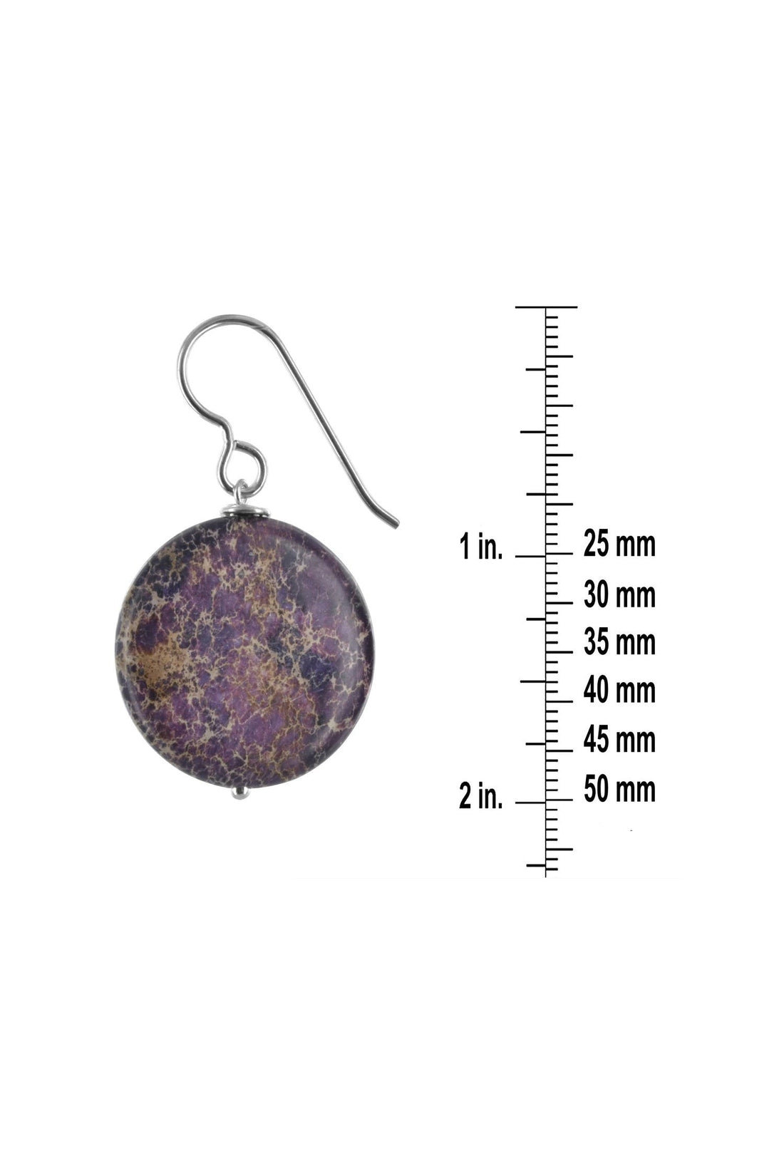 Purple Round Jasper Silver Earrings