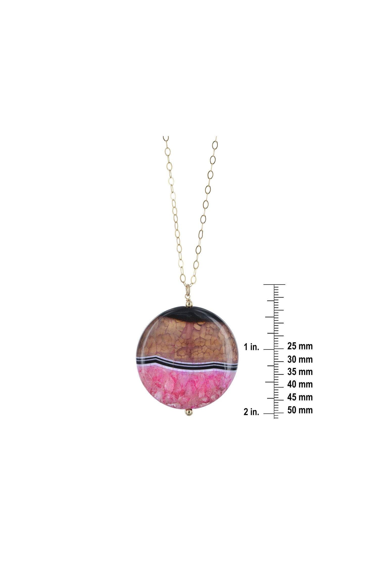 Pink Agate Gemstone Gold Necklace