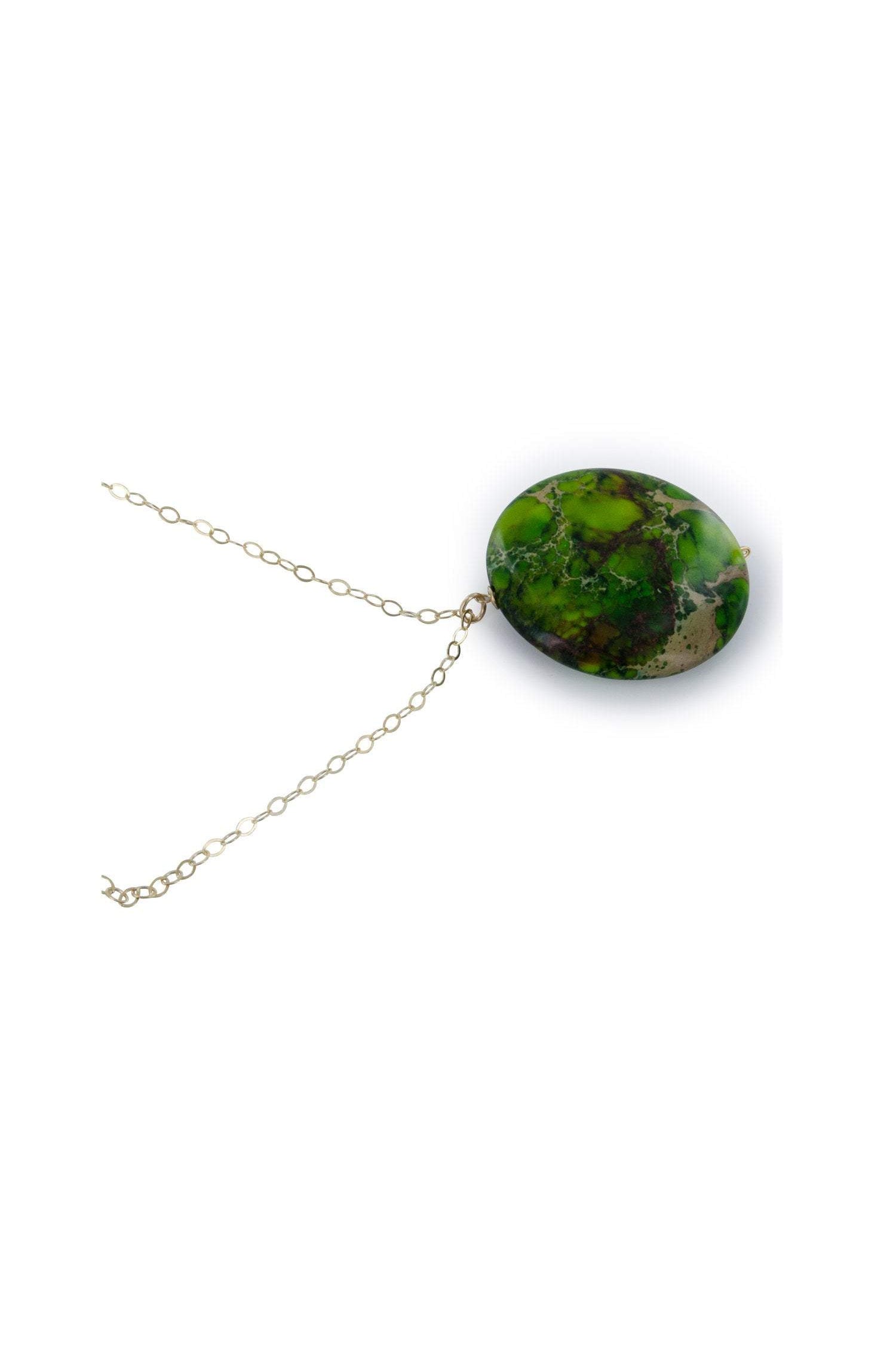 Green Jasper Gemstone Gold Necklace