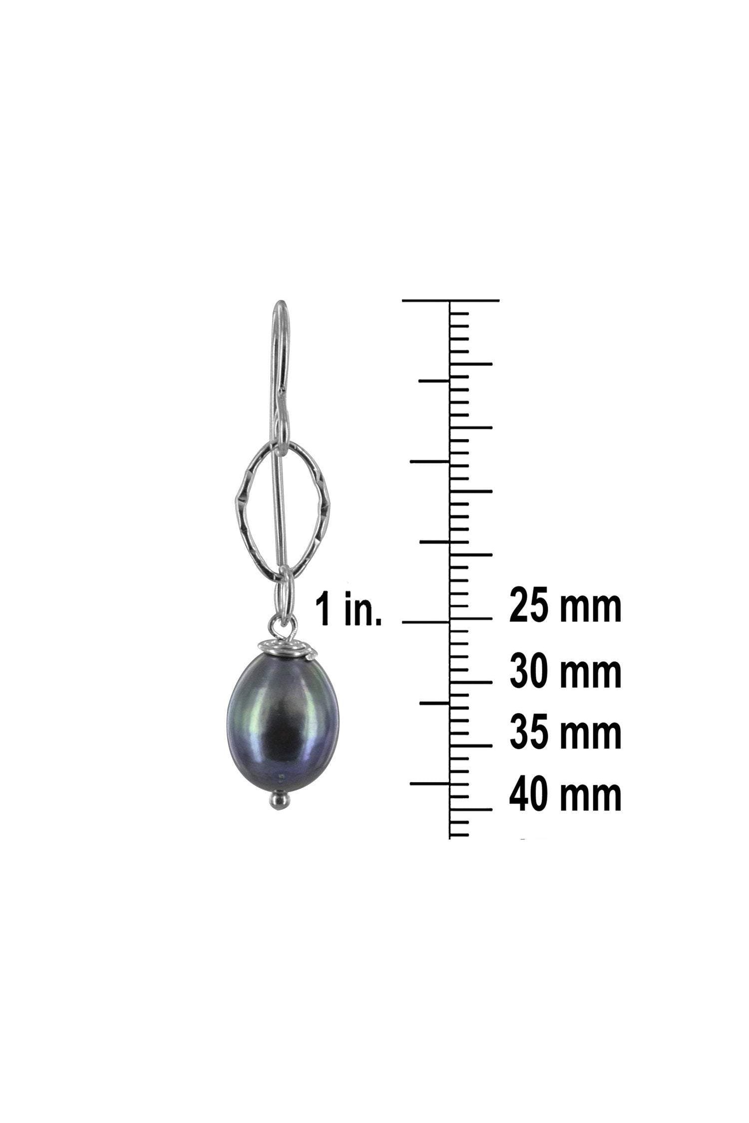 Black Pearl Long Gold Dangle Earrings