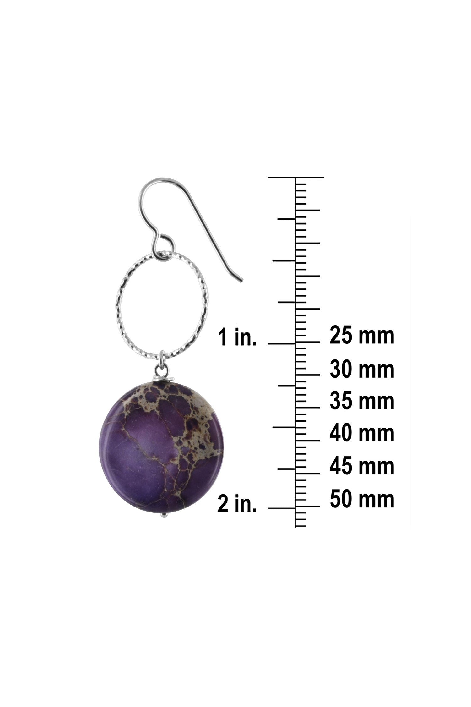 Purpla Jasper Round Gemstone Long Earrings