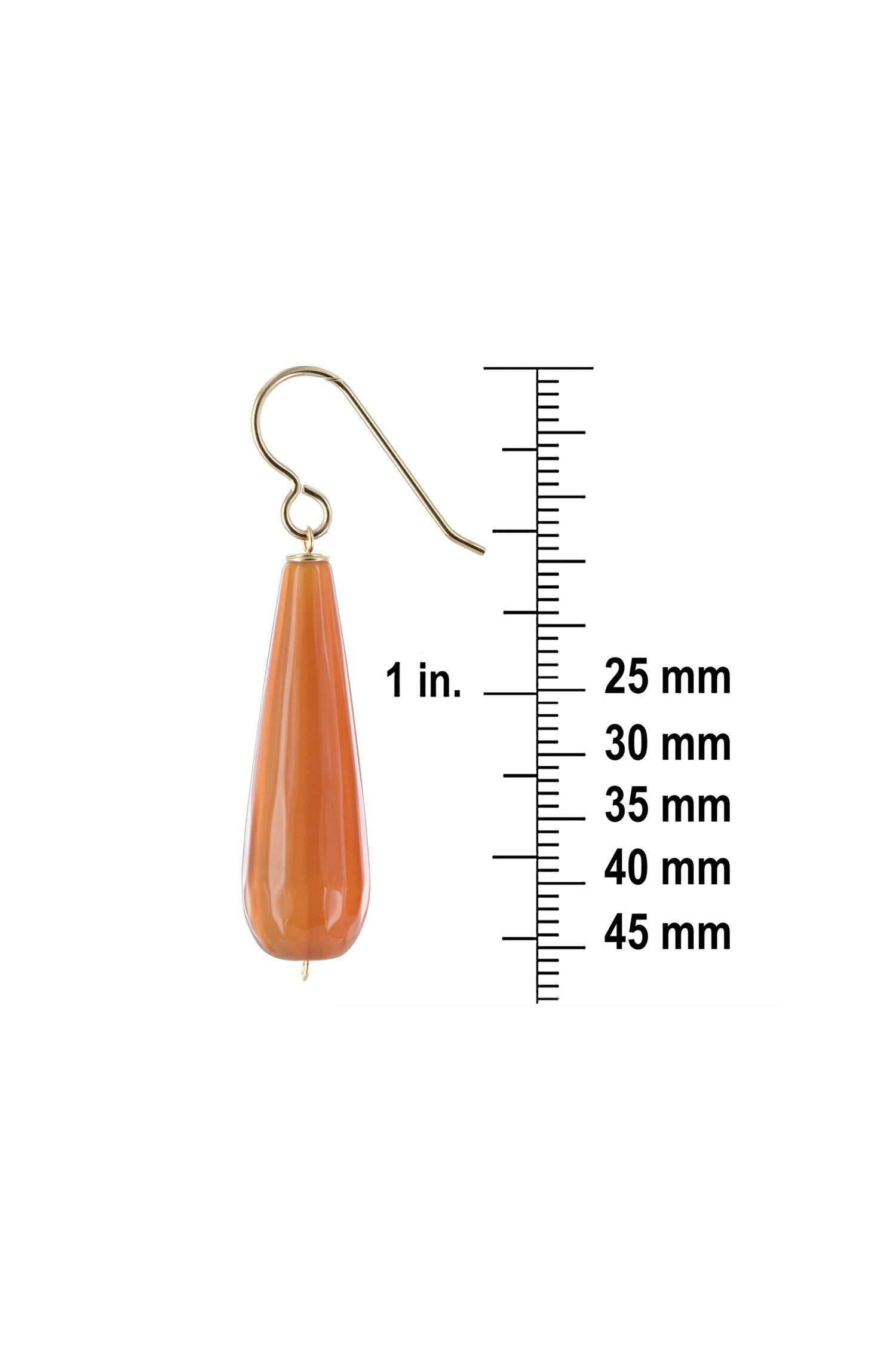 Orange Agate Long Briolette Gemstone Gold Dangle Earrings