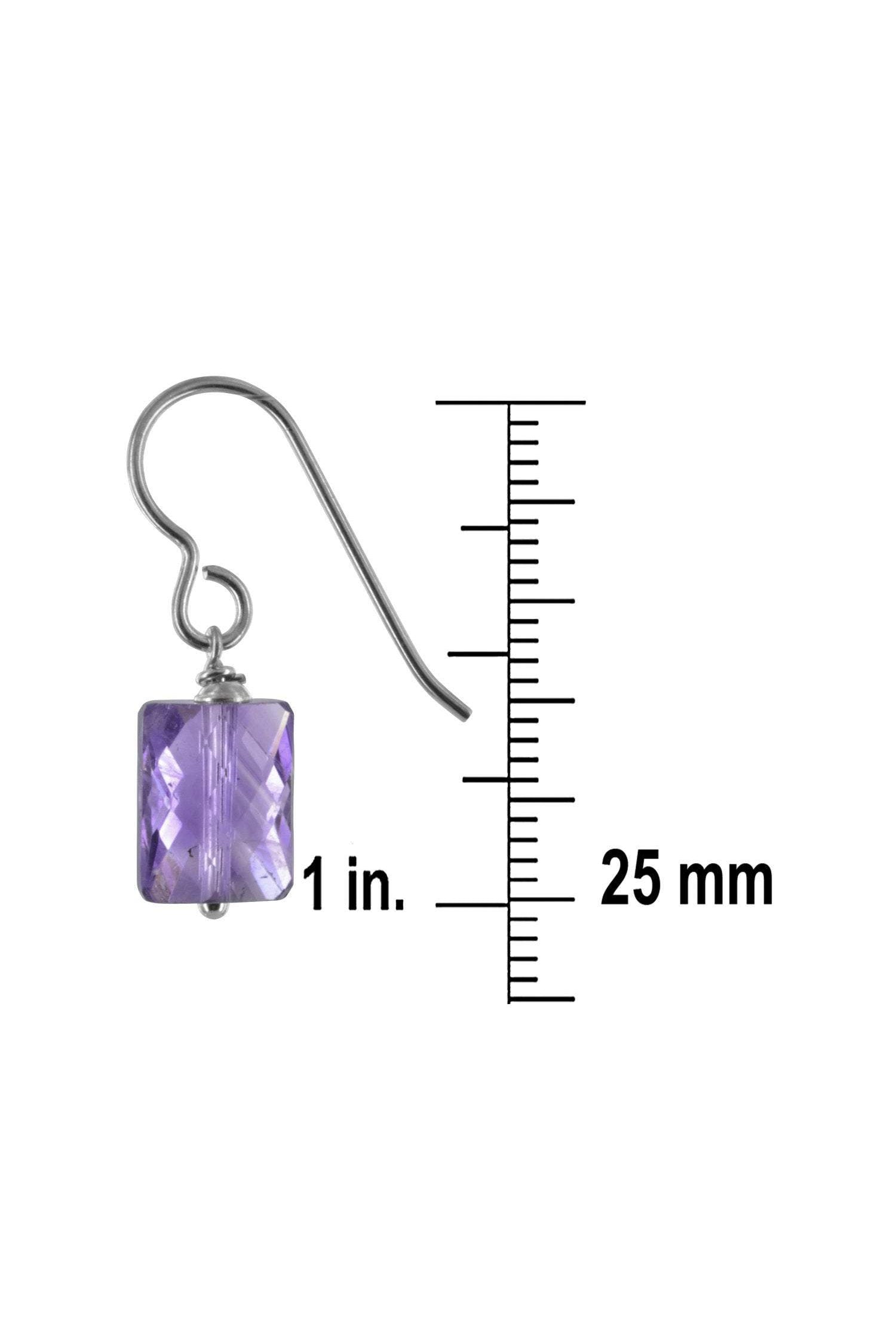 Rectangular Amethyst Gemstone Dainty Earrings