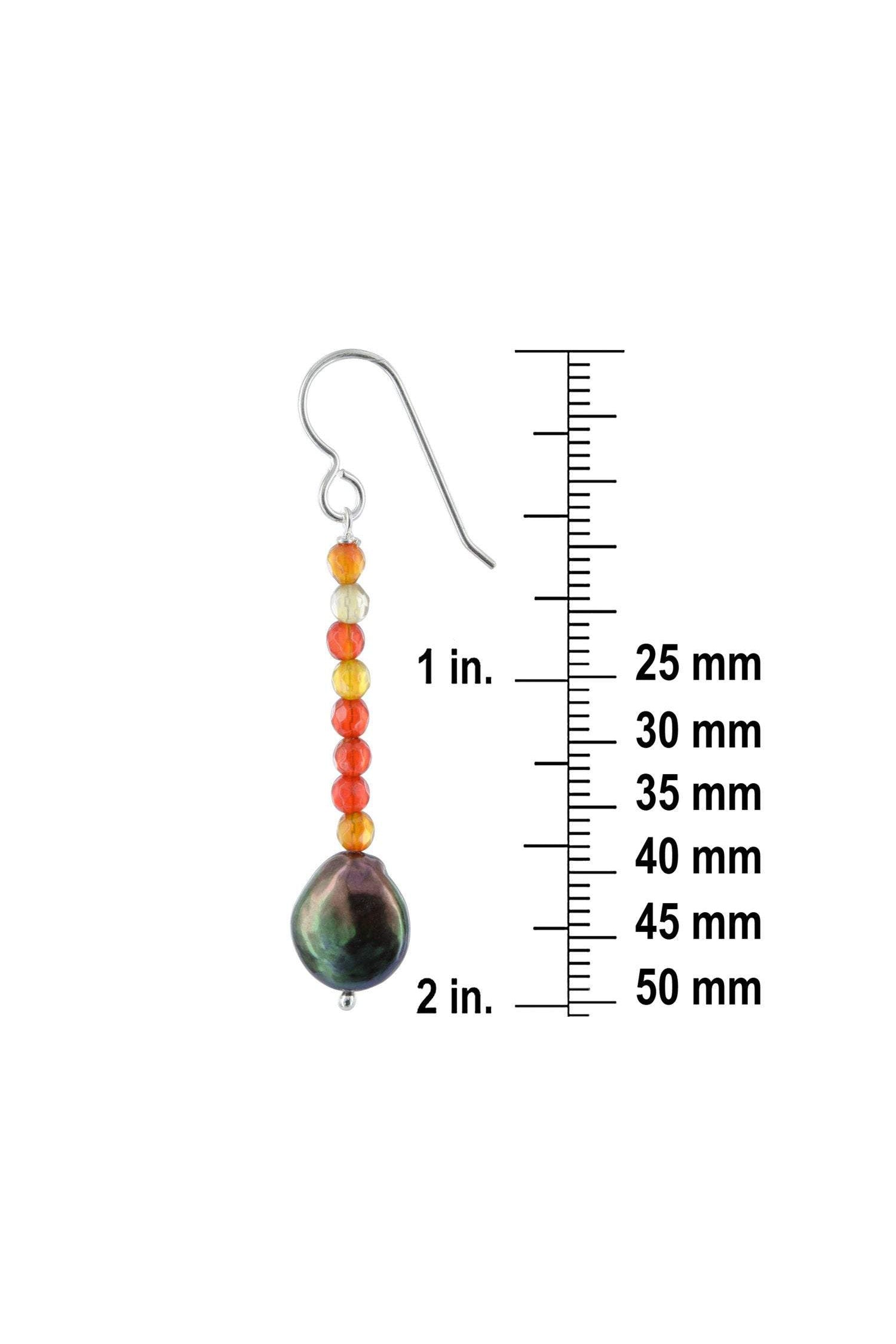 Orange Agate, Bronzed Pearl Dangle Earrings