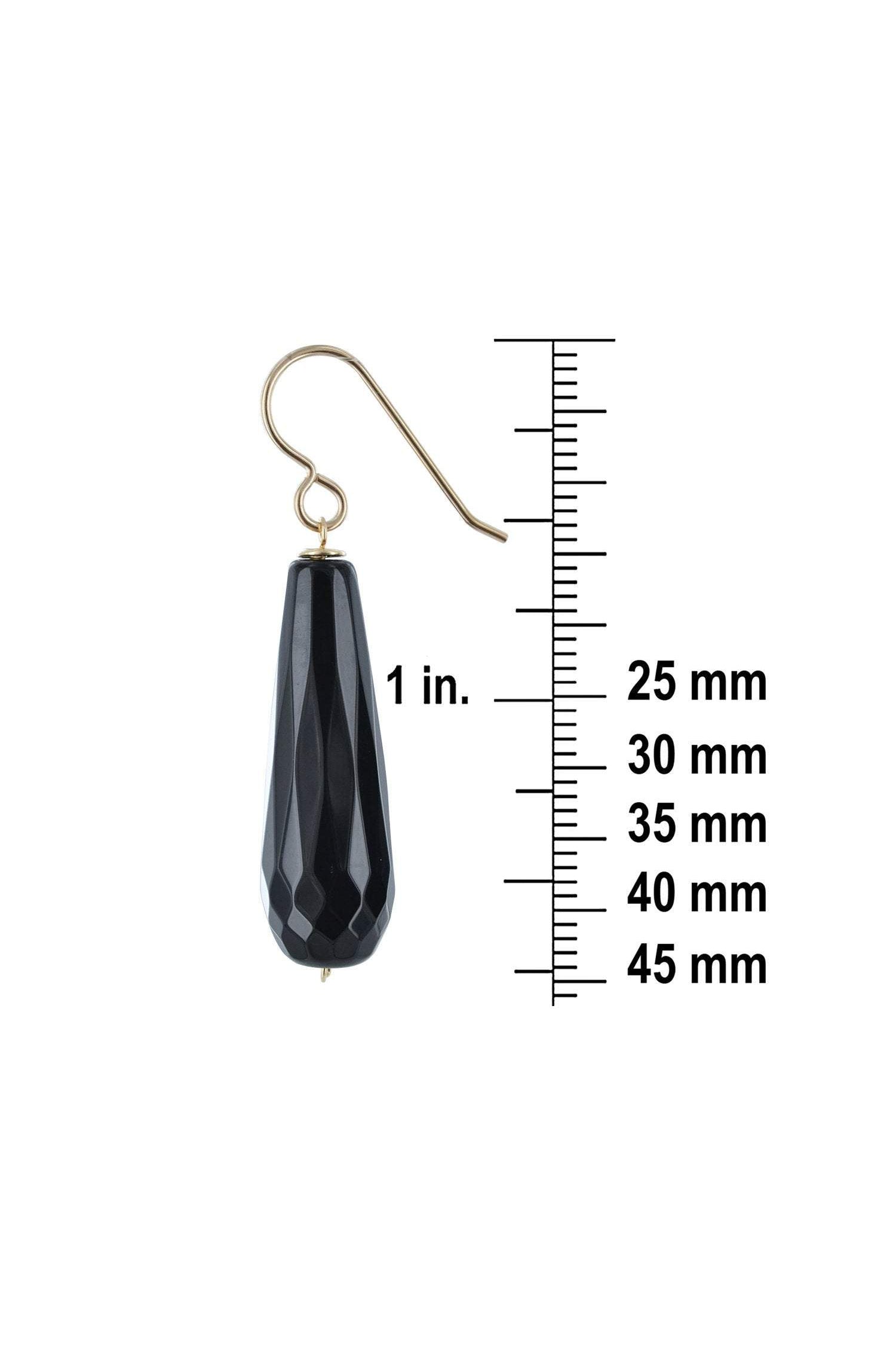 Black Onyx Gemstone, Long Briolette Gold Earrings, Black Friday Deal