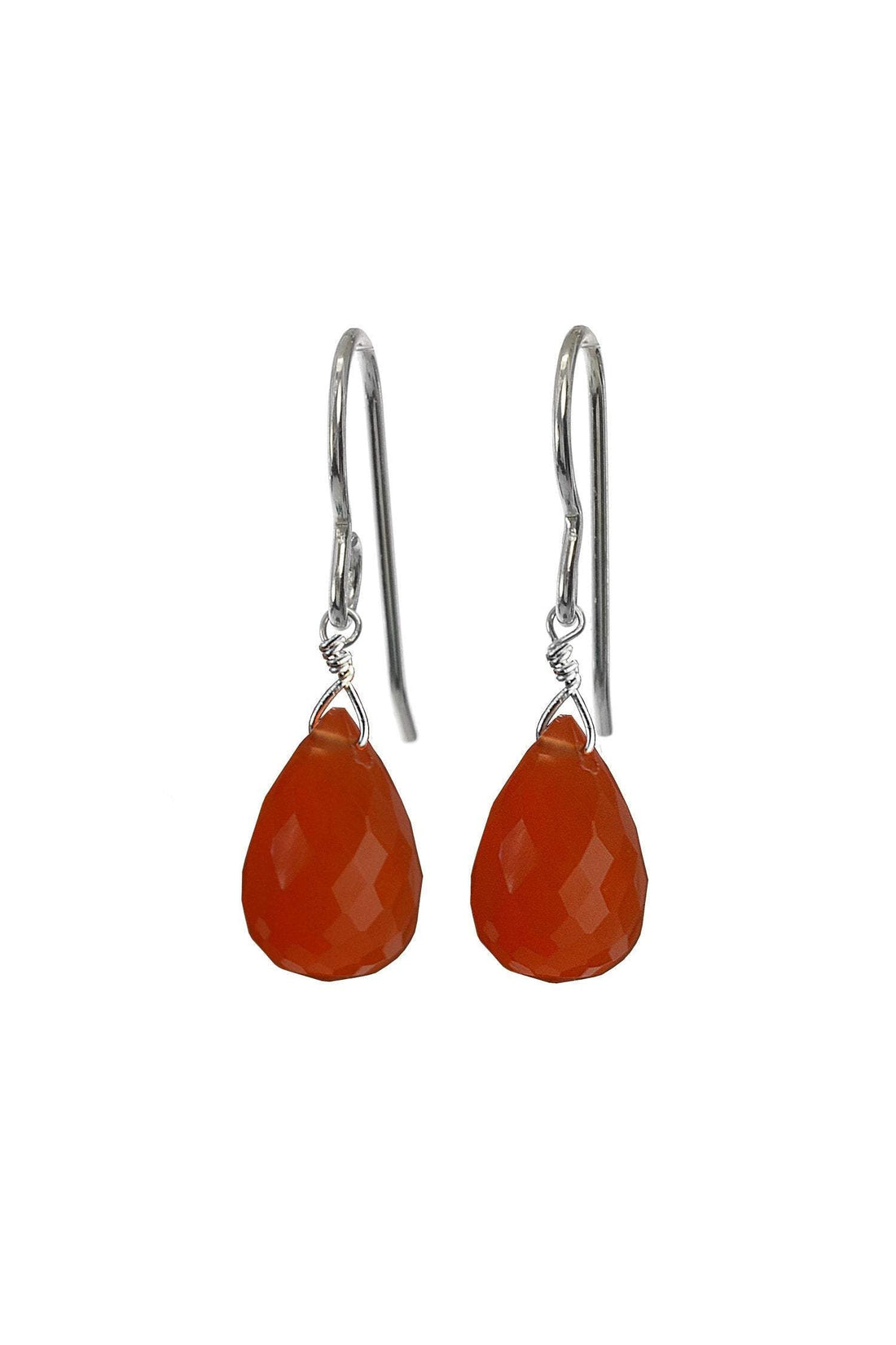 Carnelian Orange Gemstone Dangle Earrings