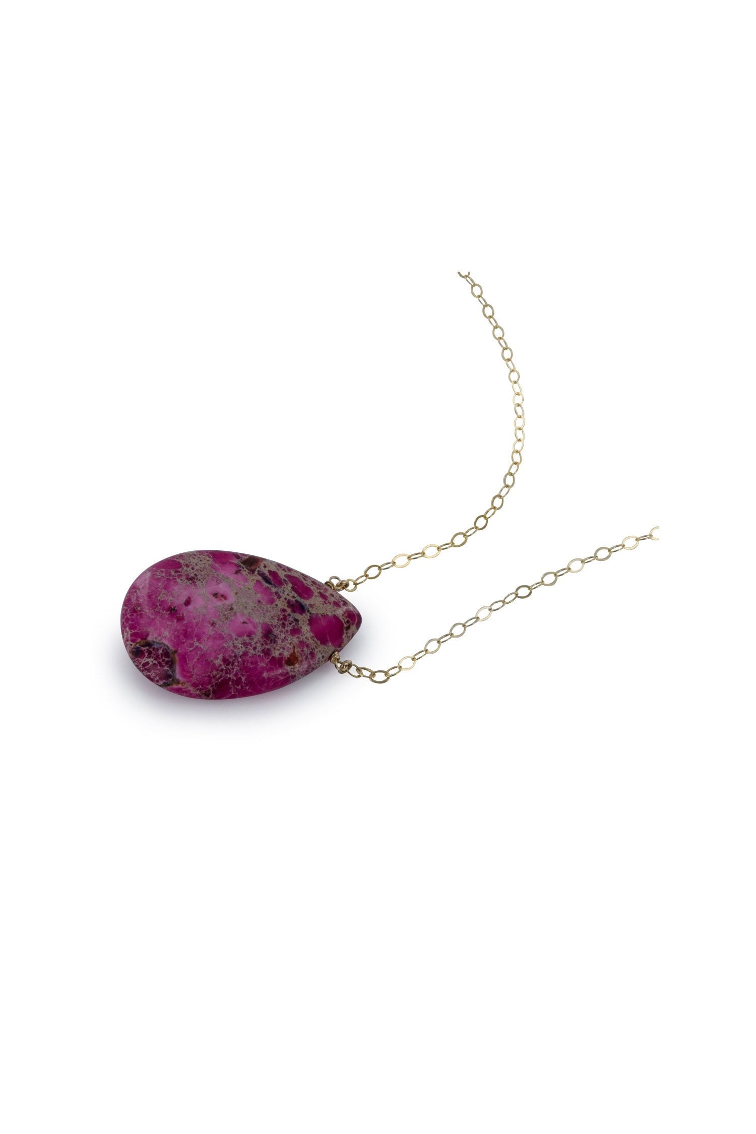 Rose Jasper Teardrop Gemstone Gold Necklace