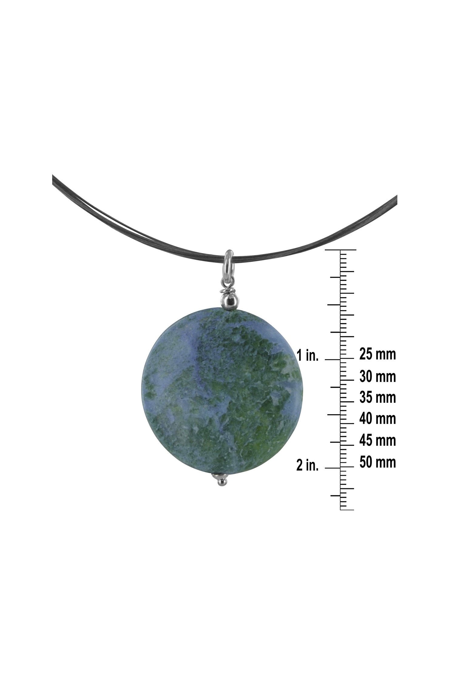 Blue Green Jasper Gemstone Dangle Round Earrings