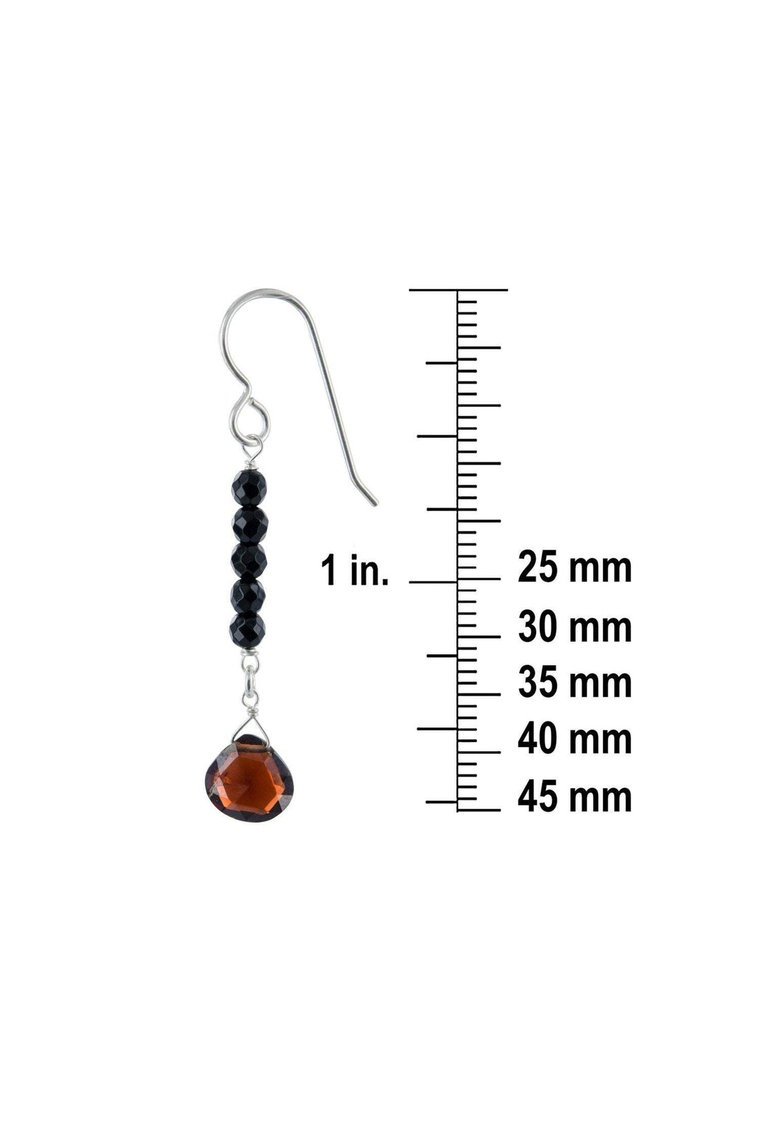 Red Garnet, Black Onyx Gemstone Dangling Earrings