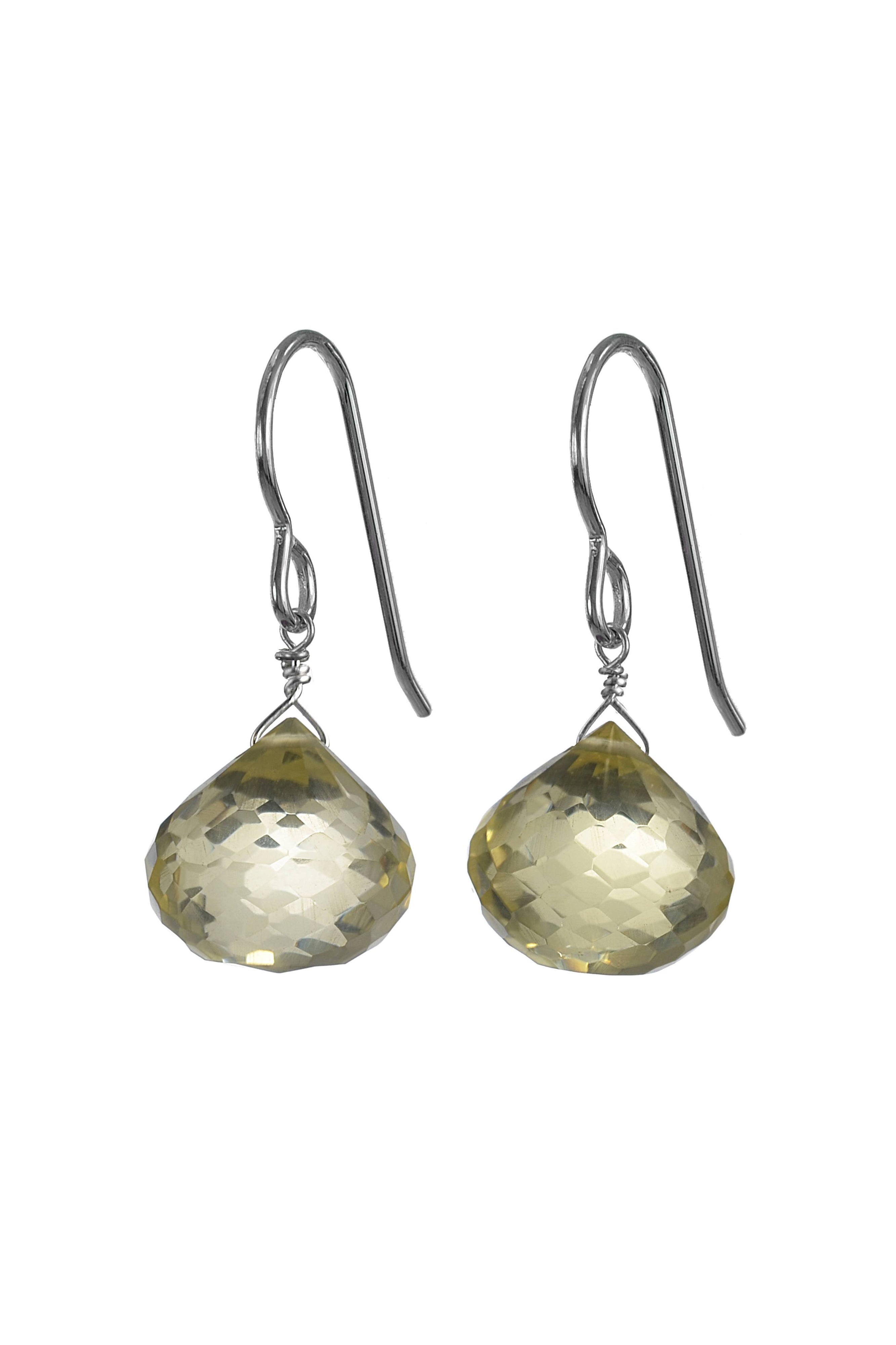 Yellow Quartz Dangle Gemstone Earrings