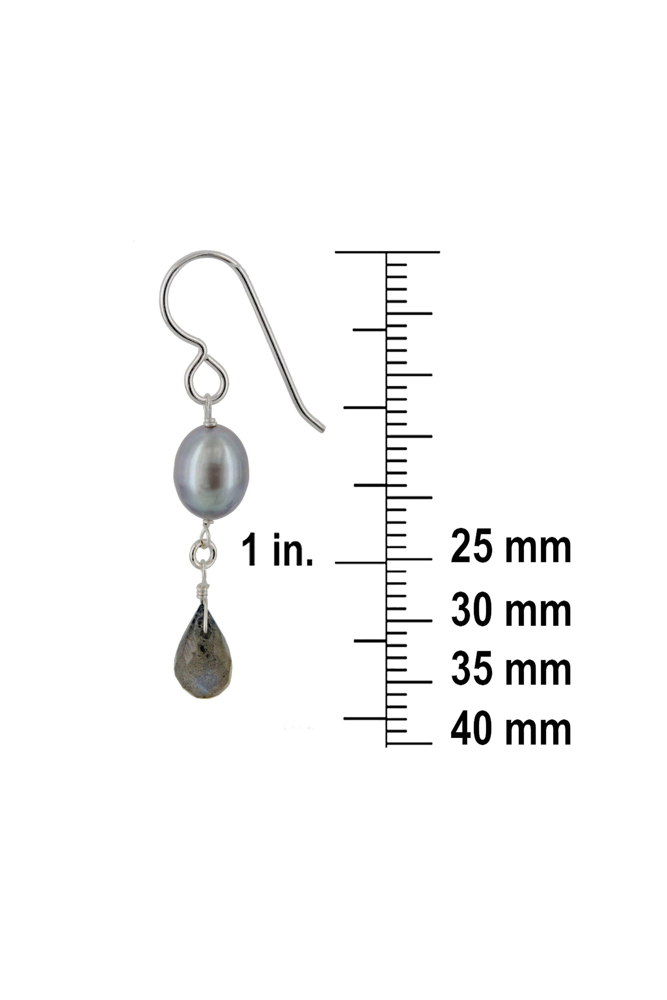 Pearl, Labradorite Gemstone Dangling Earrings