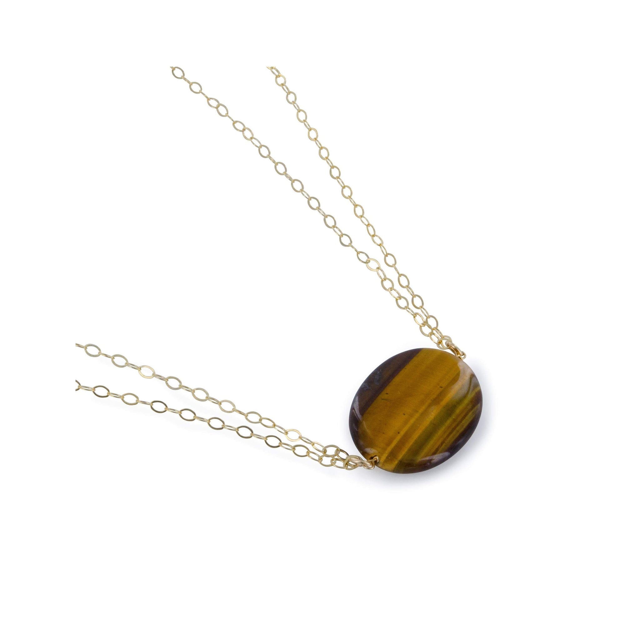 Oval Tiger's Eye Gold Necklace