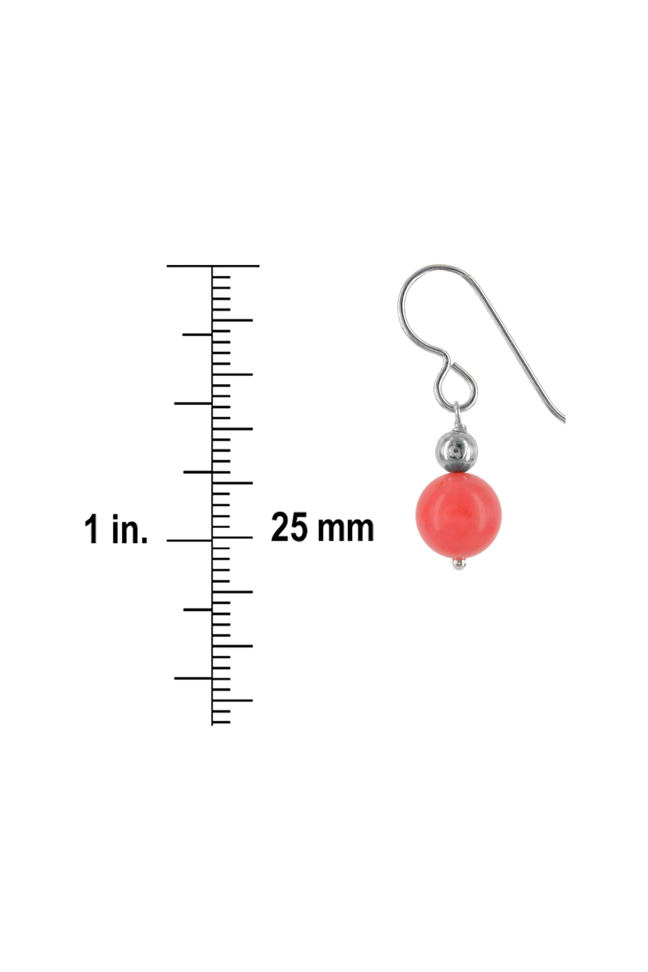 Orange Gemstone, Coral Bead Drop Earrings