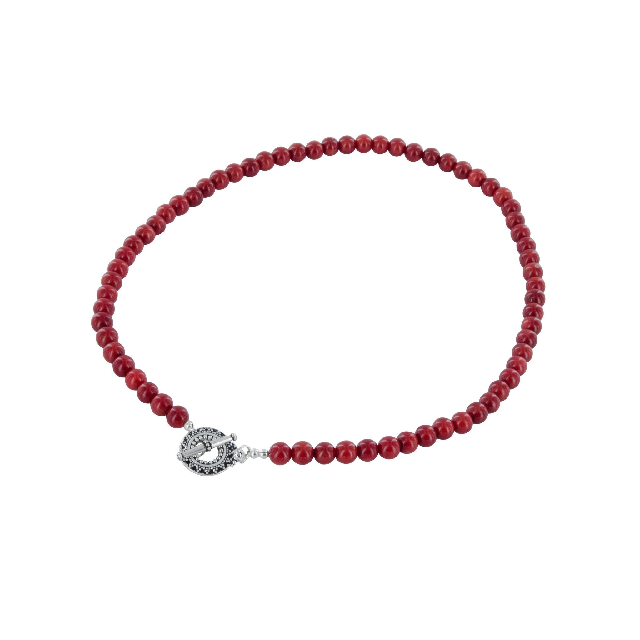 Red Coral Bamboo Bead Strand Necklace