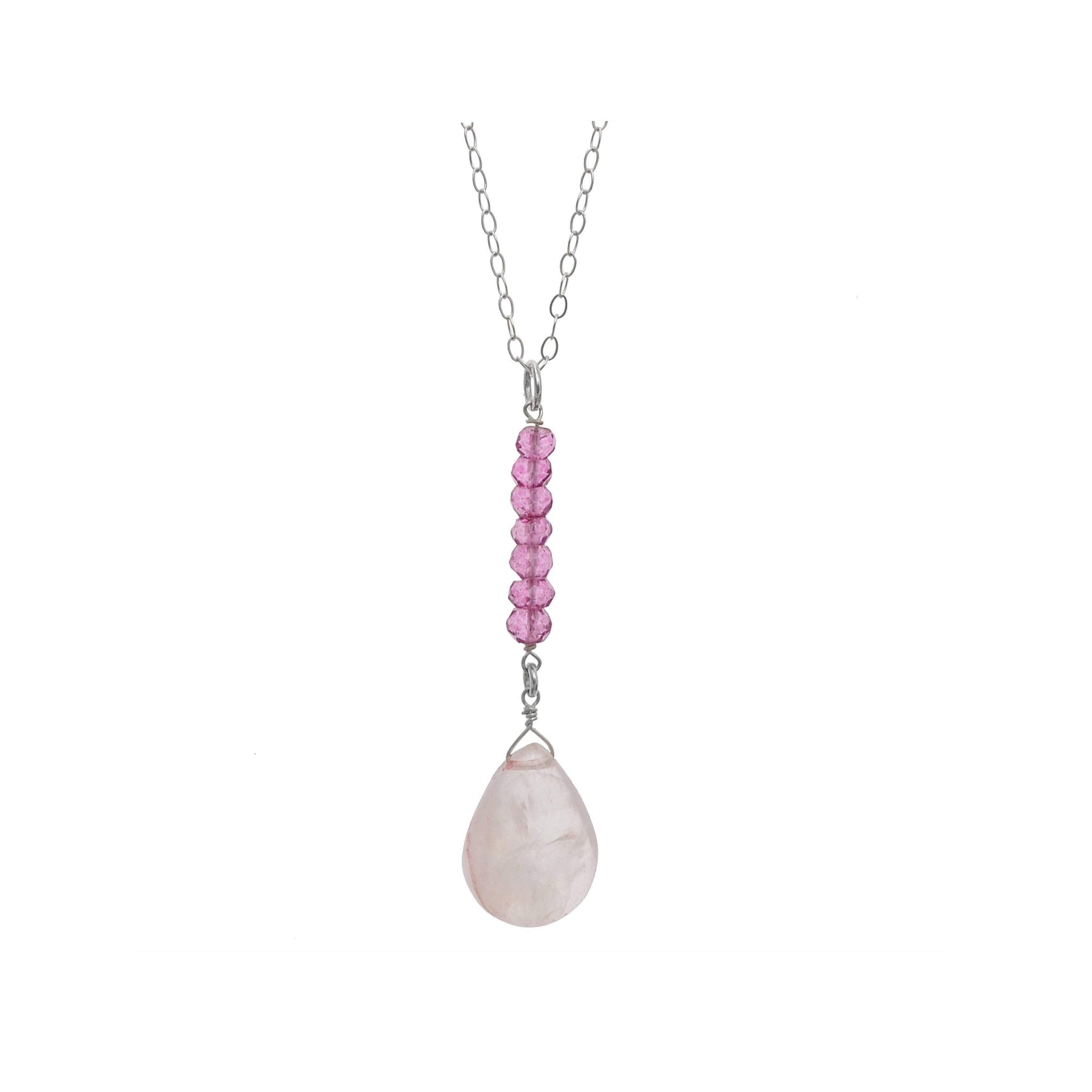 Pink, Rose Quartz Briolette Gemstone Necklace