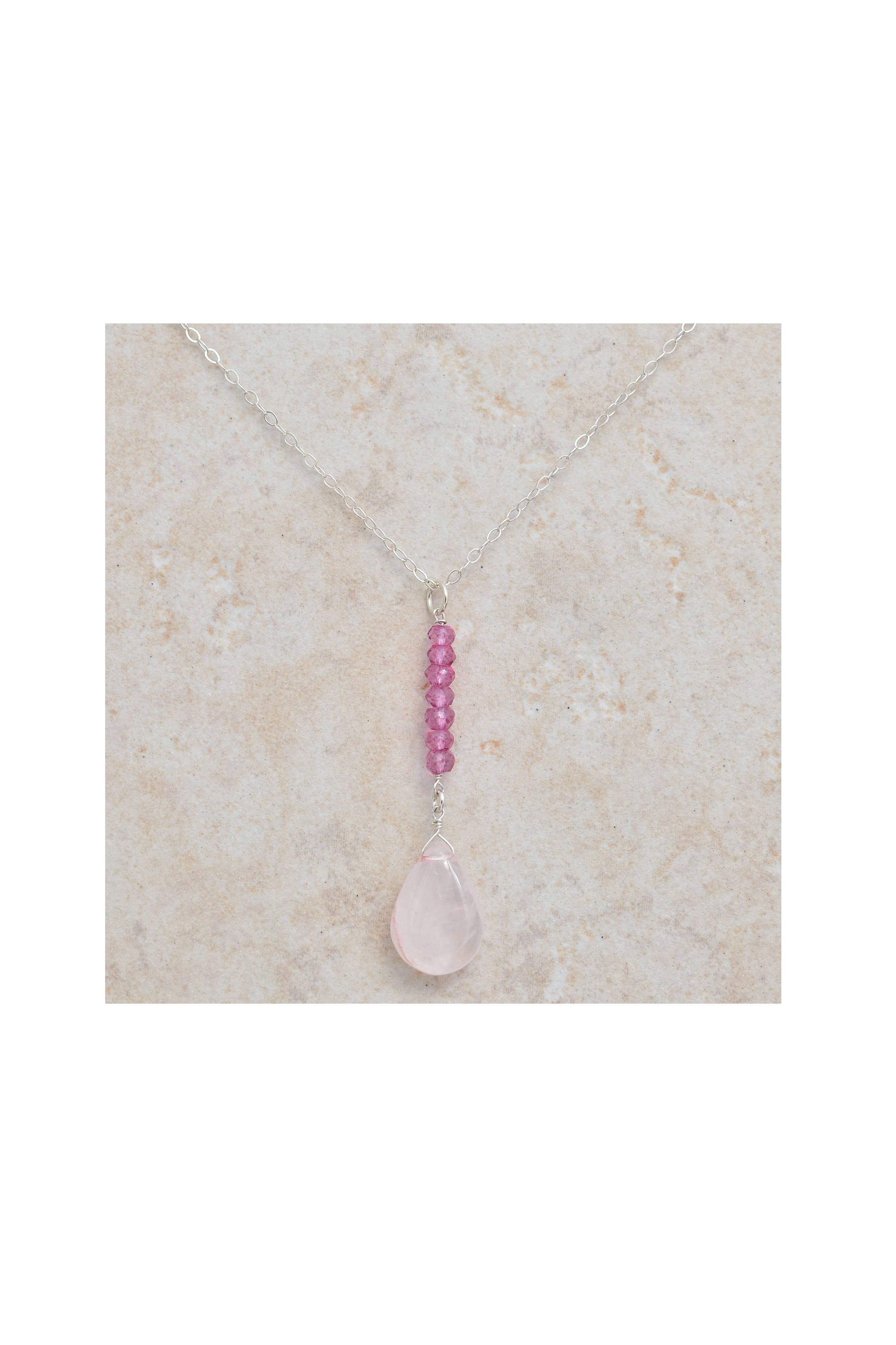 Pink, Rose Quartz Briolette Gemstone Necklace