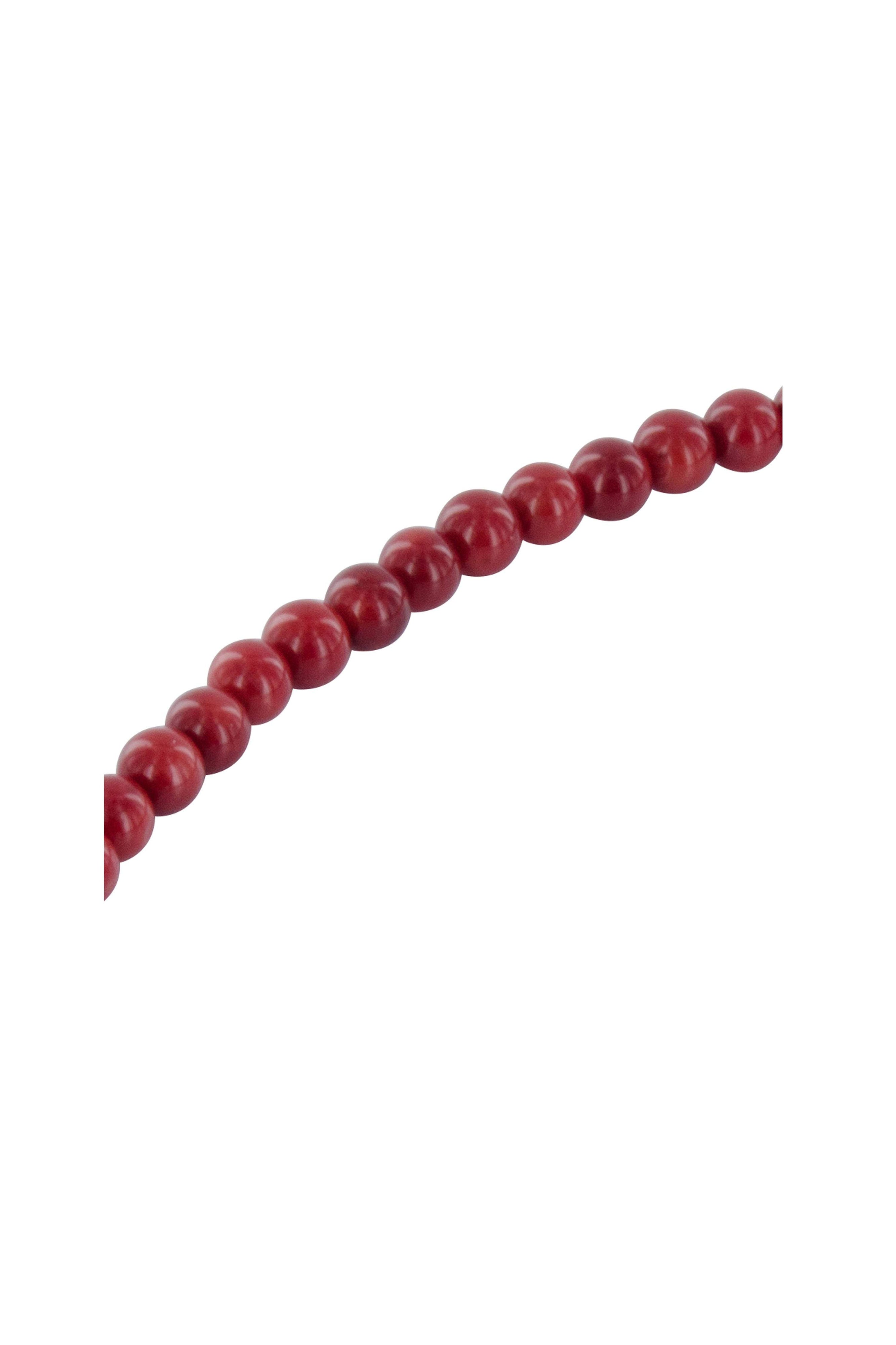 Red Coral Bamboo Bead Strand Necklace
